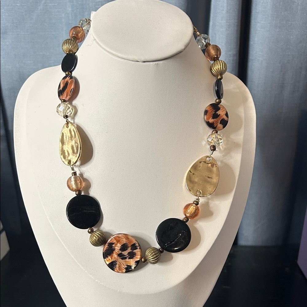 Ashley Cooper Black, Gold, & Brown Beaded Necklace New
